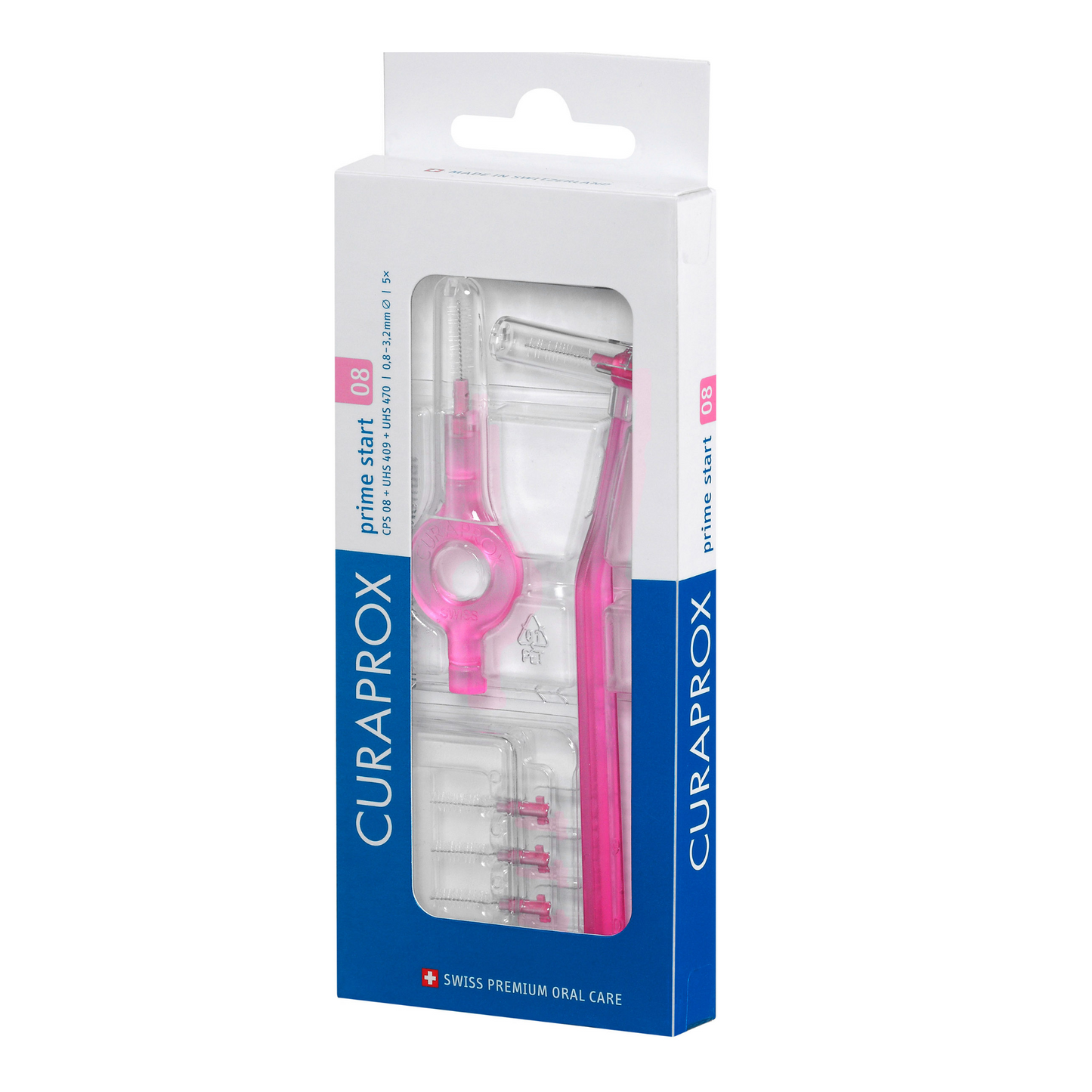 Kit de brossettes interdentaires prime start CPS 08, rose, 5 brossettes + 2 manches
