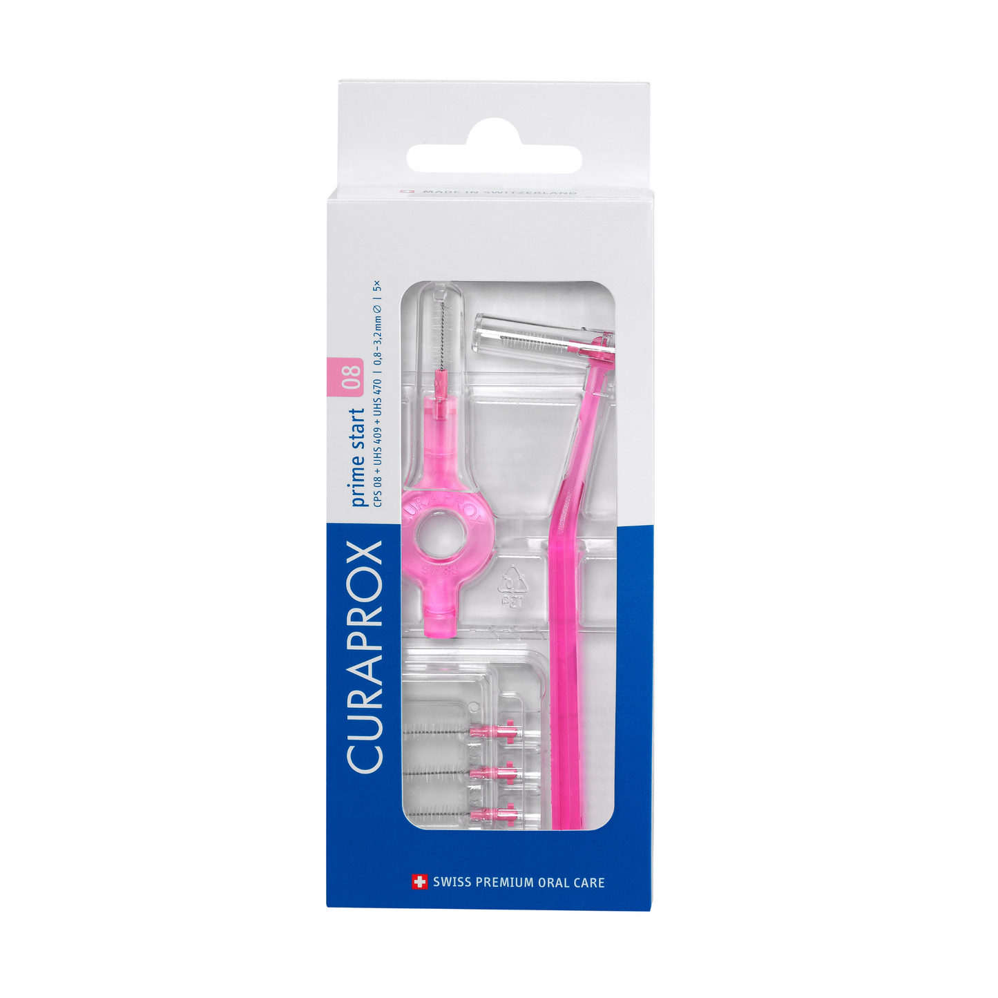 Kit de brossettes interdentaires prime start CPS 08, rose, 5 brossettes + 2 manches