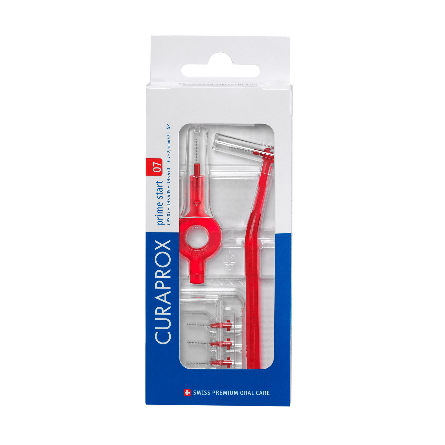 Kit de brossettes interdentaires prime start CPS 07, rouge, 5 brossettes + 2 manches