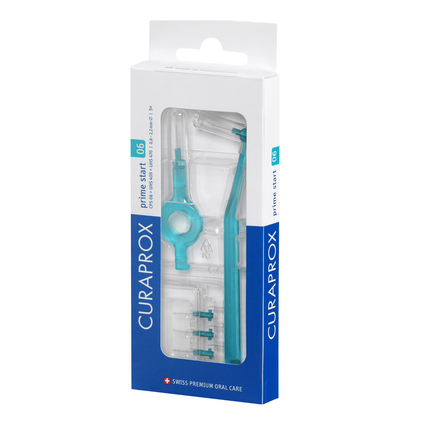 Kit de brossettes interdentaires prime start CPS 06, turquoise, 5 brossettes + 2 manches