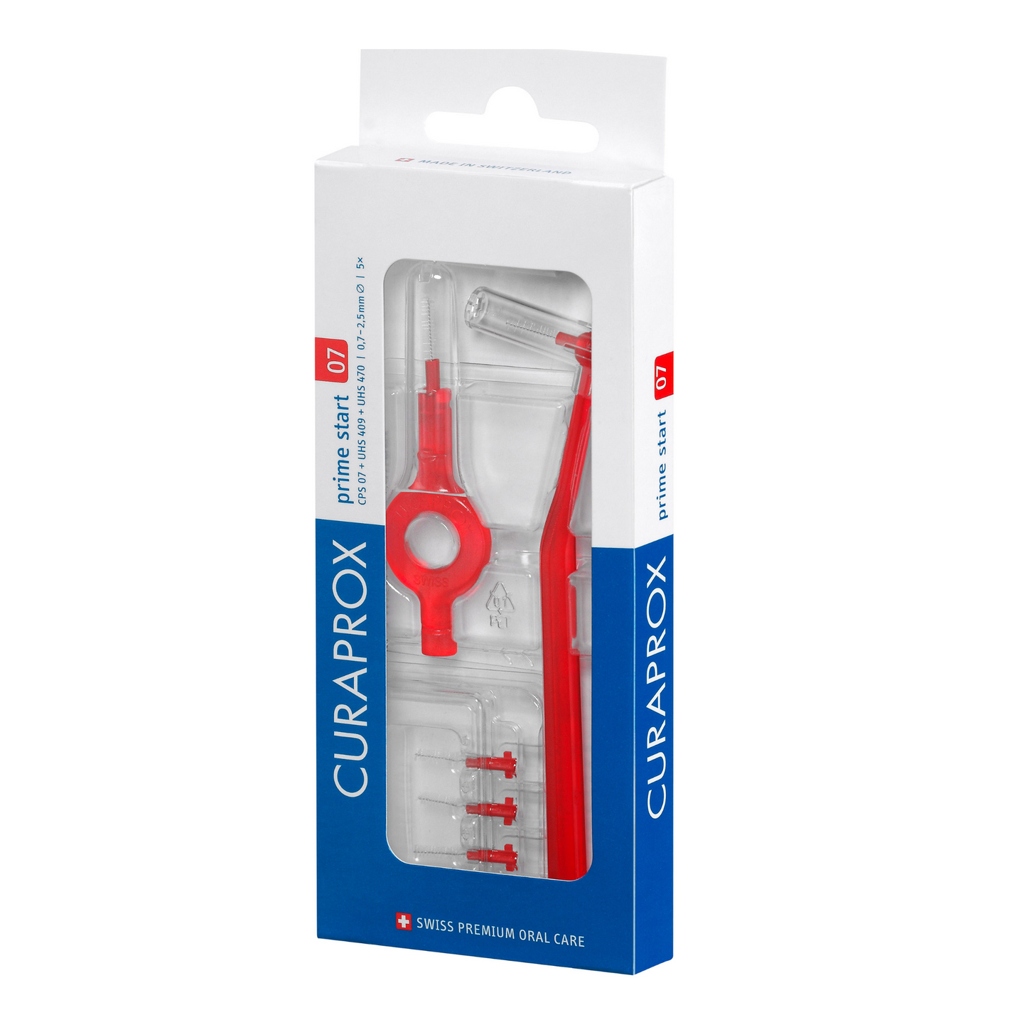 Kit de brossettes interdentaires prime start CPS 07, rouge, 5 brossettes + 2 manches